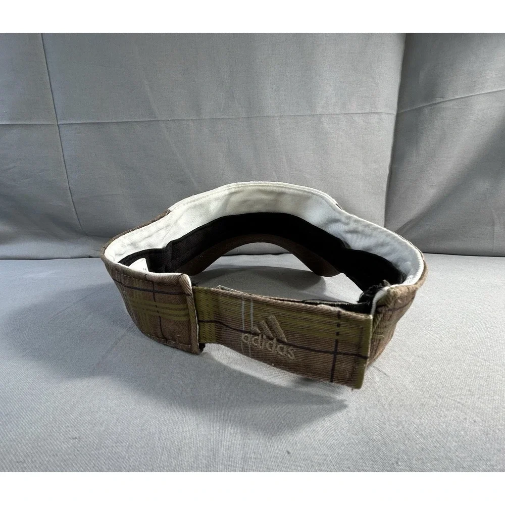 Adidas‎ Climalite Visor beige with brown plaid adjustable hook and loop